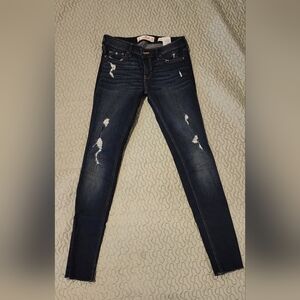 Hollister Dark Blue Distressed Skinny Jeans